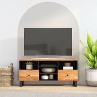 Tv-bord 100x33x46 cm massivt akacietræ og konstrueret træ
