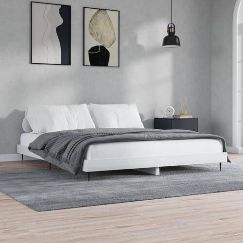 Sengestel 120x200 cm konstrueret træ hvid højglans