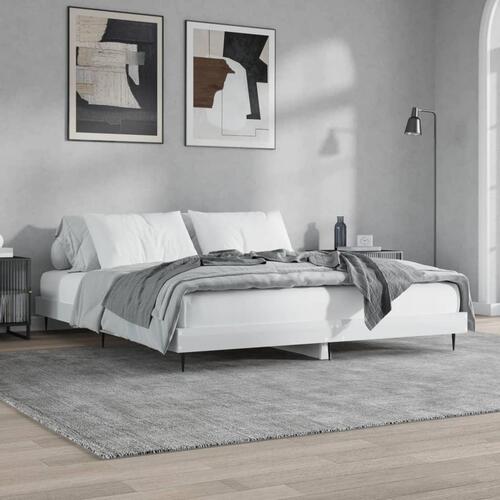 Sengestel 120x200 cm konstrueret træ hvid højglans