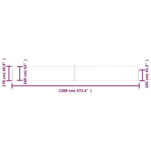 Sammenrullelig sidemarkise til terrassen 170x1200 cm sort
