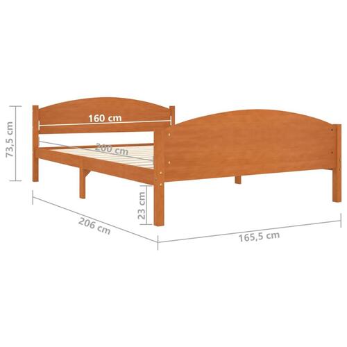 Sengestel 160x200 cm massivt fyrretræ gyldenbrun