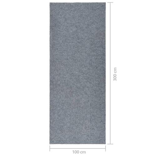 Snavsbestandig tæppeløber 100x300 cm blå og grå
