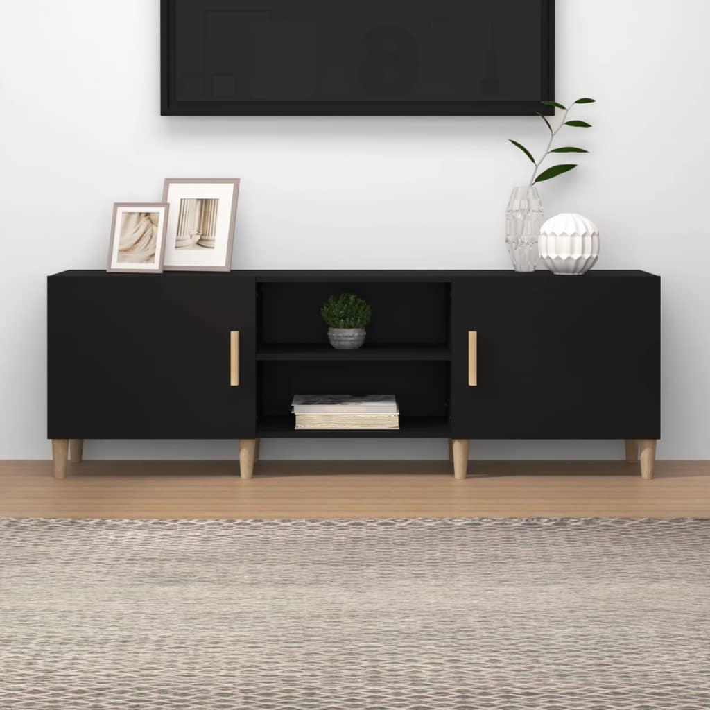 Tv-bord 150x30x50 cm konstrueret træ sort