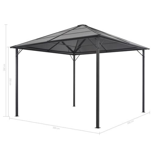 Pavillon med tag aluminium 3 x 3 m sort