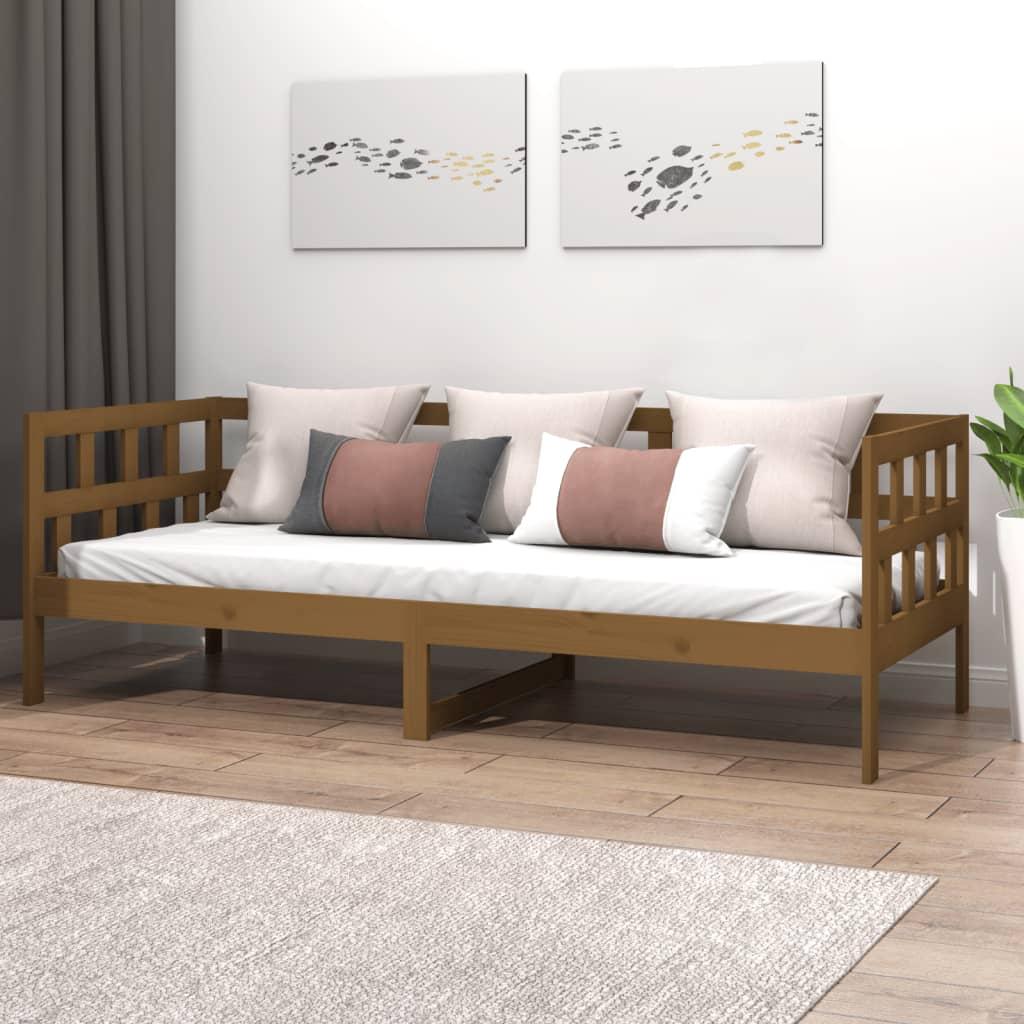 Daybed 90x200 cm massivt fyrretræ gyldenbrun