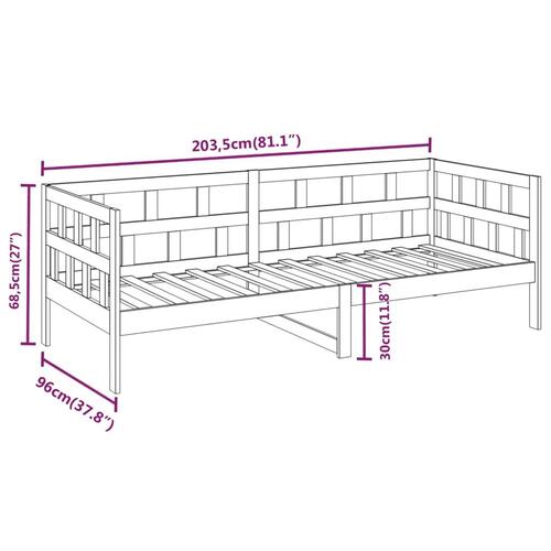 Daybed 90x200 cm massivt fyrretræ gyldenbrun