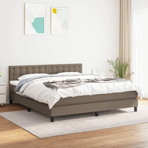 Kontinentalseng med madras 160x200 cm - stof gråbrun