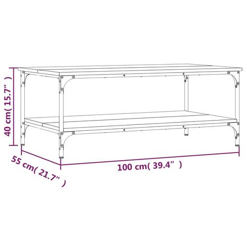Sofabord 100x55x40 cm konstrueret træ brun egetræsfarve