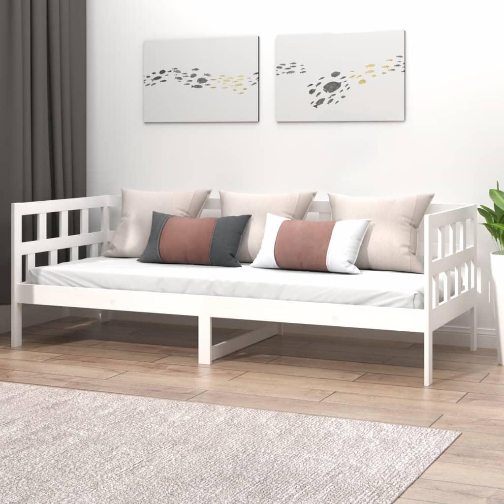 Daybed 80x200 cm massivt fyrretræ hvid