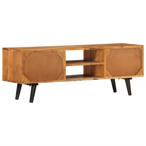 Tv-bord med låger 112x30x40 cm massivt akacietræ og metal
