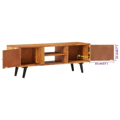 Tv-bord med låger 112x30x40 cm massivt akacietræ og metal