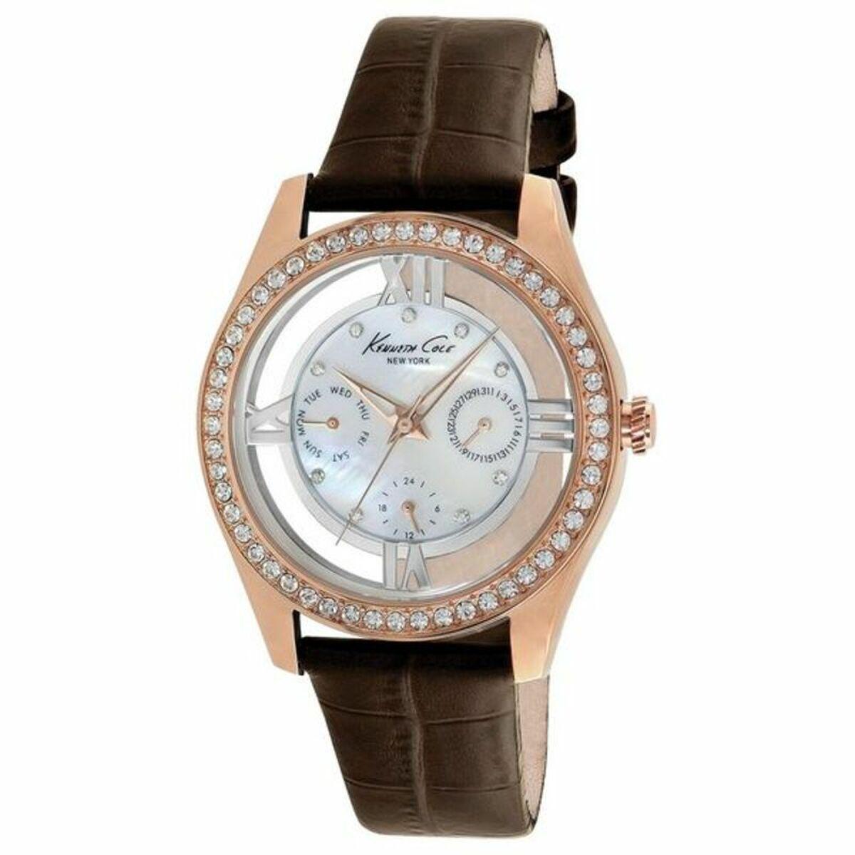 Kenneth Cole dameur IKC2818, brun læderrem, Ø 40 mm