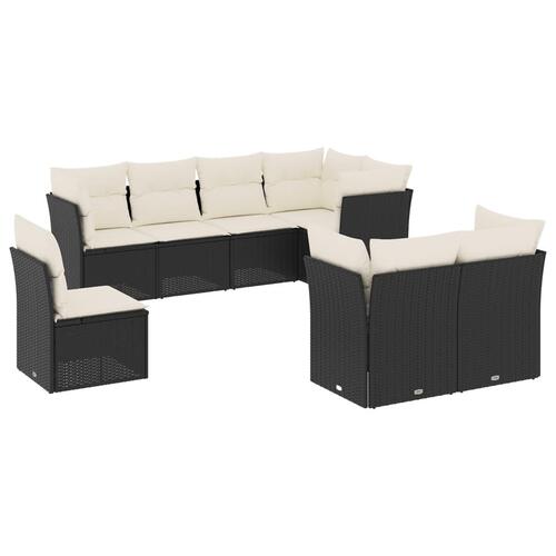 Sofasæt til haven 8 dele med hynder polyrattan sort