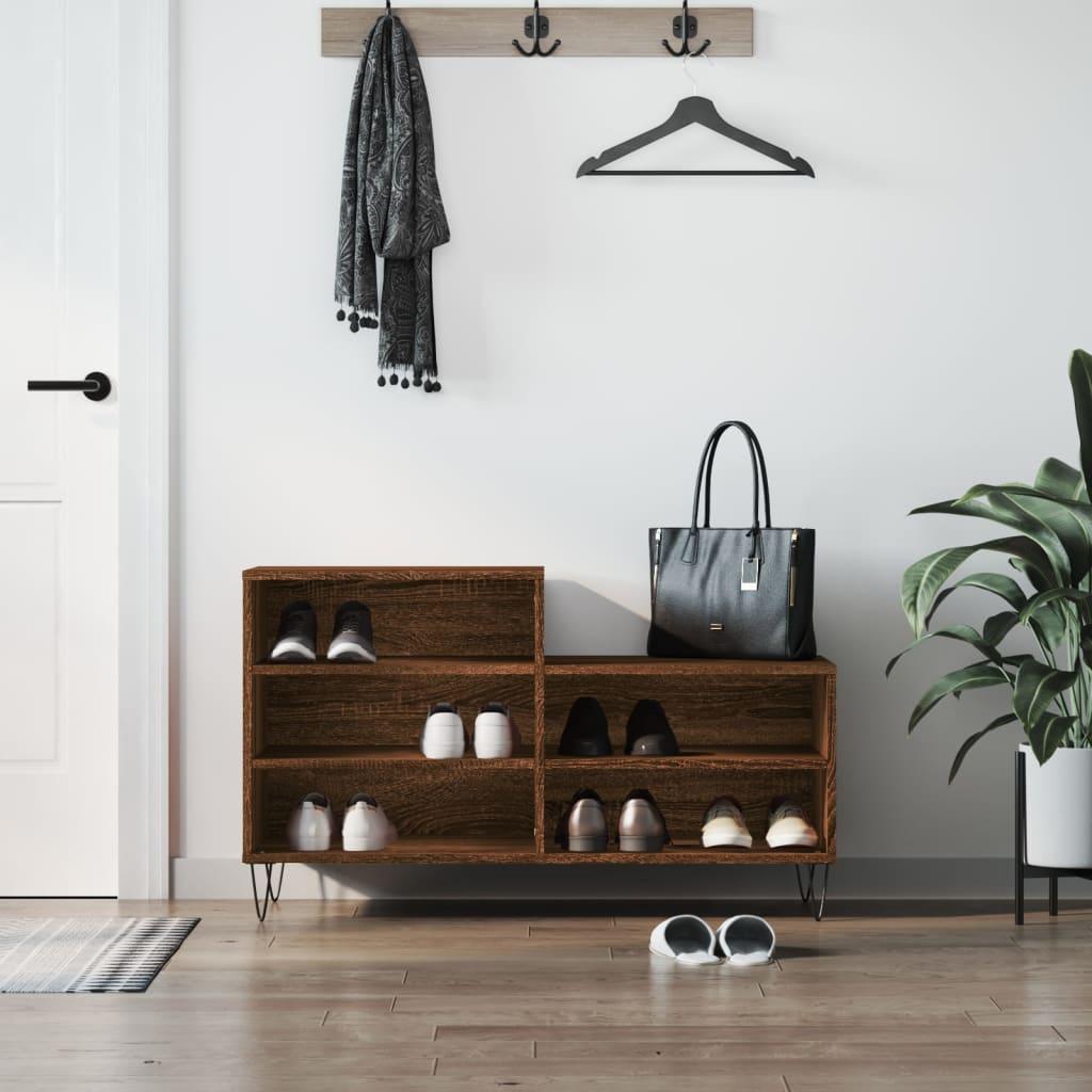 Skoskab 102x36x60 cm konstrueret træ brun egetræ billede