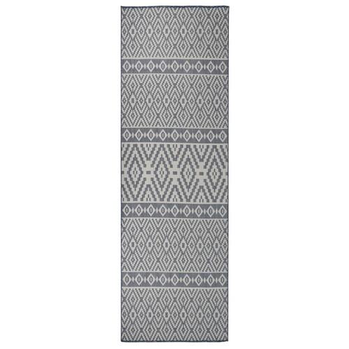 Fladvævet udendørstæppe 80x250 cm stribet blå