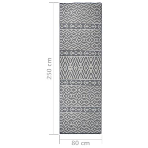 Fladvævet udendørstæppe 80x250 cm stribet blå