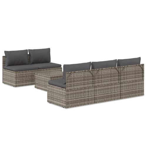 Loungesæt til haven 6 dele med hynder polyrattan grå