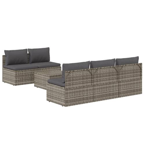 Loungesæt til haven 6 dele med hynder polyrattan grå