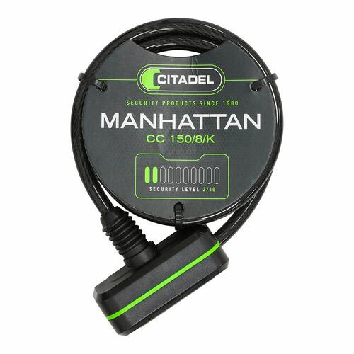 Kabel med hængelås Citadel Manhattan cc 150/8/k Sort 150 cm