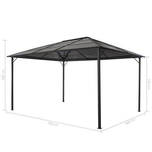 Pavillon med tag aluminium 4 x 3 x 2,6 m sort