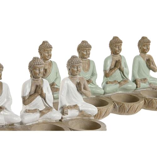 Dekorativ figur Home ESPRIT Hvid Grøn Buddha Orientalsk 24 x 9 x 11 cm (2 enheder)