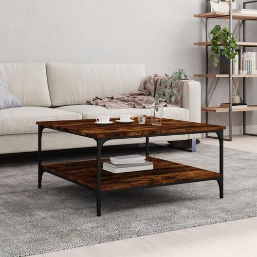 Sofabord 80x80x40 cm konstrueret træ røget egetræsfarve