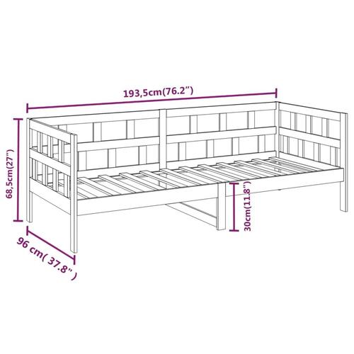 Daybed massivt fyrretræ 90x190 cm