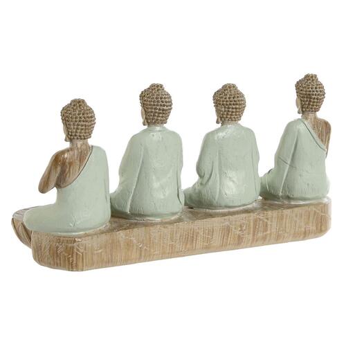 Dekorativ figur Home ESPRIT Hvid Grøn Buddha Orientalsk 24 x 9 x 11 cm (2 enheder)