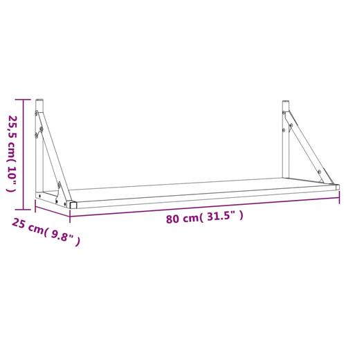 Væghylder 2 stk. 80x25x25,5 cm konstrueret træ sonoma-eg