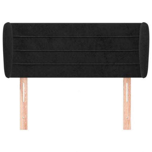 Sengegavl med kanter 103 x 23 x 78/88 cm - sort fløjl