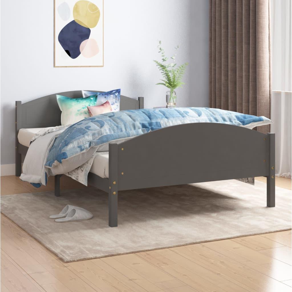 Sengestel 120x200 cm massivt fyrretræ mørkegrå