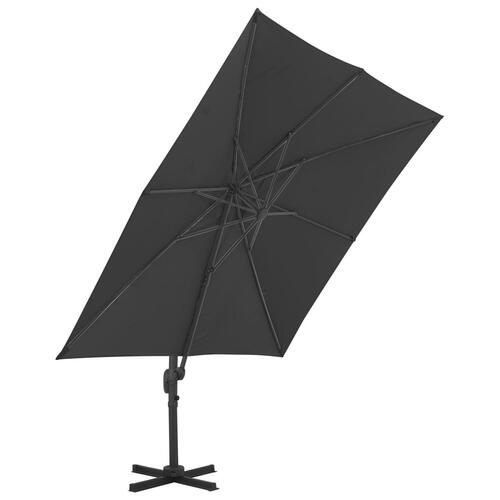 Hængeparasol med aluminiumstang 300 x 300 cm antracitgrå