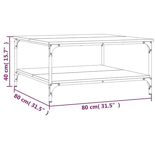 Sofabord 80x80x40 cm konstrueret træ brun egetræsfarve