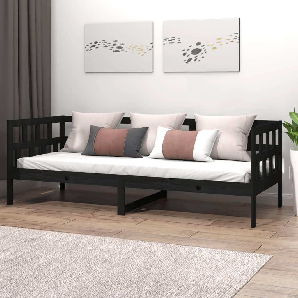 Daybed 90x190 cm massivt fyrretræ sort