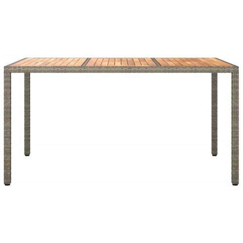 Havebord 150x90x75 cm polyrattan og akacietræ grå