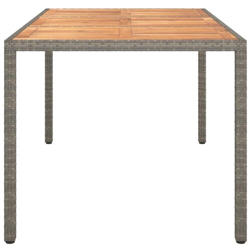 Havebord 150x90x75 cm polyrattan og akacietræ grå