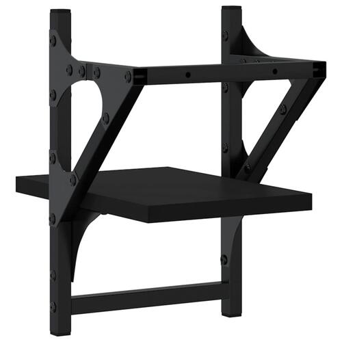 Væghylder med stænger 2 stk. 20x25x30 cm sort