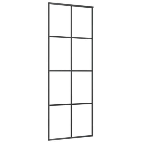 Skydedør 76x205 cm sikkerhedsglas og aluminium sort