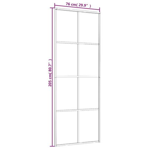 Skydedør 76x205 cm sikkerhedsglas og aluminium sort