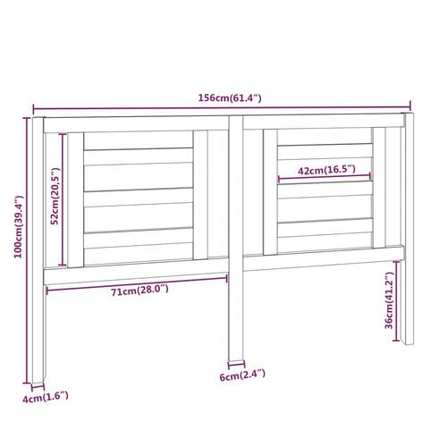 Sengegærde 156x4x100 cm massivt fyrretræ