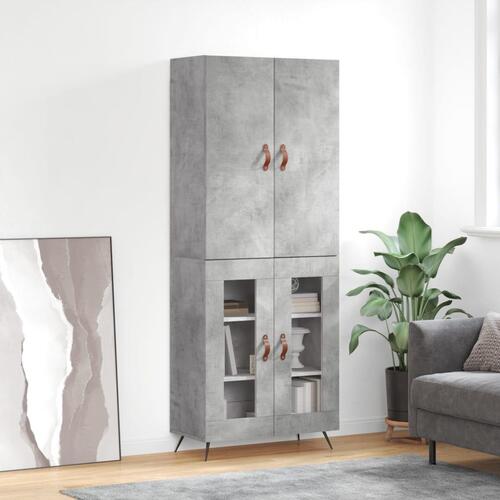 Højskab 69,5x34x180 cm konstrueret træ betongrå