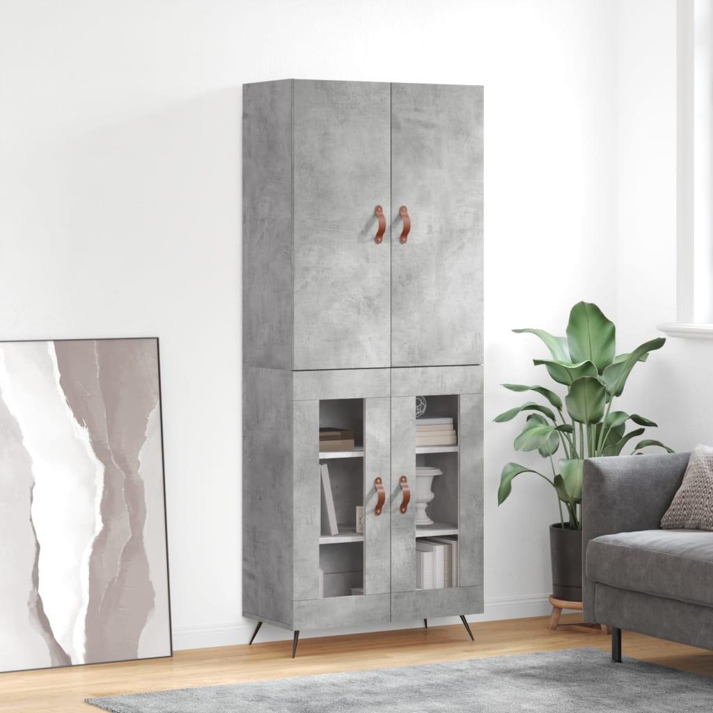 Højskab 69,5x34x180 cm konstrueret træ betongrå