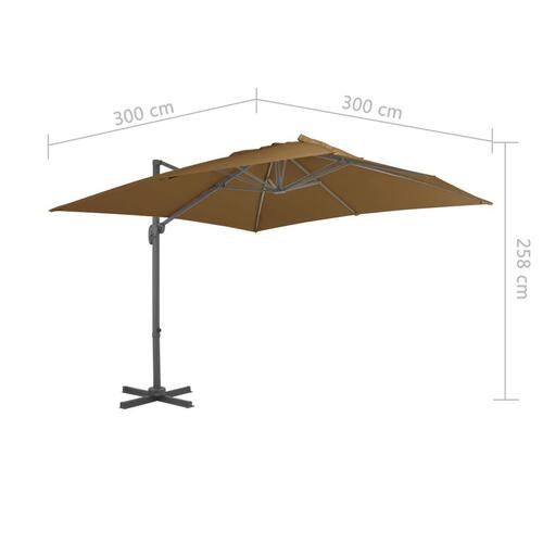 Hængeparasol med aluminiumsstang 300 x 300 cm gråbrun