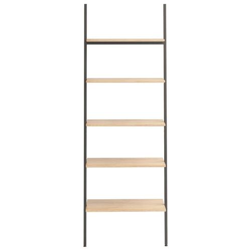 Stigereol med 5 hylder 64x34x185,5 cm lysebrun og sort