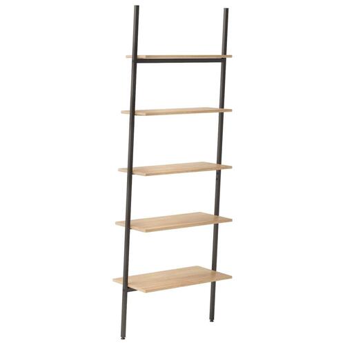 Stigereol med 5 hylder 64x34x185,5 cm lysebrun og sort