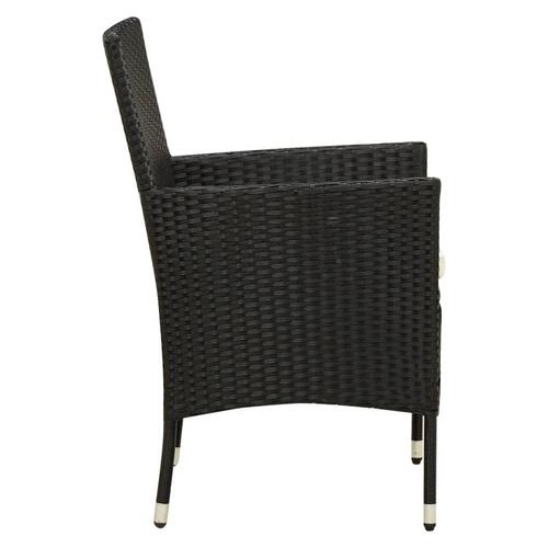 Udendørs spisebordssæt 11 dele med hynder polyrattan sort