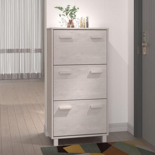 Skoskab HAMAR 59,5x35x117 cm massivt fyrretræ hvid