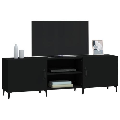 Tv-bord 150x30x50 cm konstrueret træ sort