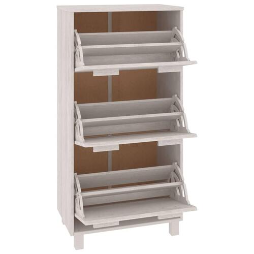 Skoskab HAMAR 59,5x35x117 cm massivt fyrretræ hvid