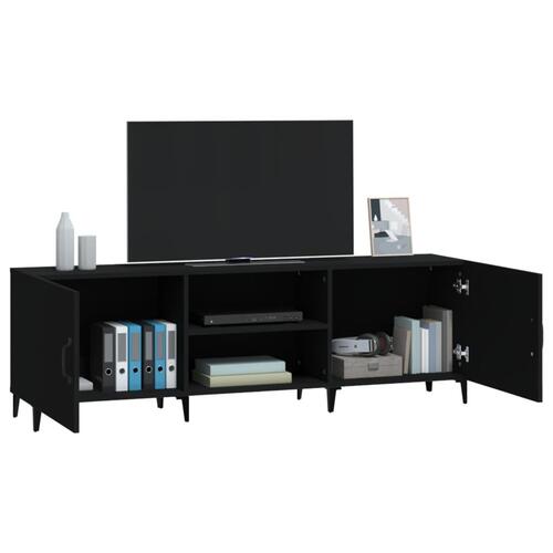 Tv-bord 150x30x50 cm konstrueret træ sort